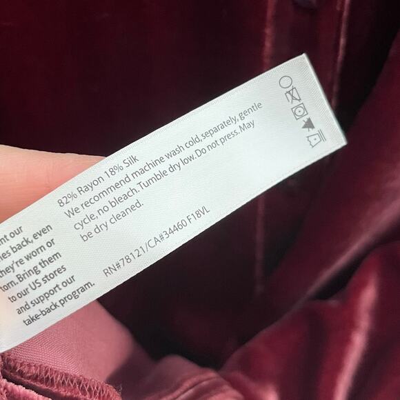 Eileen Fisher Womens Velvet Silk Blend Button Up Tunic Top XS Burgundy Lagenlook - Picture 10 of 10